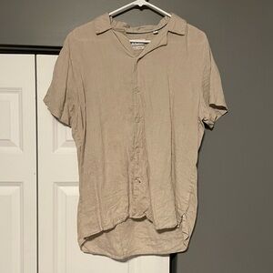 Men’s Pure Linen Button Up Short Sleeve Shirt